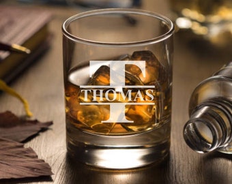 Personalized Bourbon Glass Set, Custom Engraved Whiskey Rocks Glasses