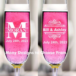 Personalized 12 pcs Champagne Glass Wedding Favors, Custom Wedding Favors, Engraved Champagne Flutes, Toasting Flute Favors, Party Favors