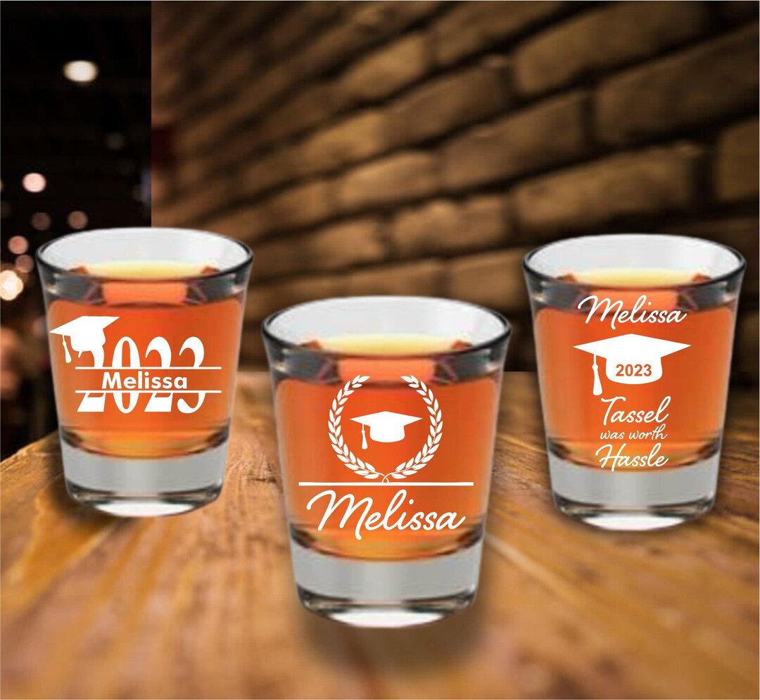 Set of 12 Custom Graduation Shot Glass Favors, 2023 College Graduate