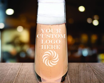 Copas de champán a granel como recuerdo de boda - Copas de champán sin tallo personalizadas - Recuerdo de boda - Copa grabada - Recuerdo de fiesta con logotipo personalizado
