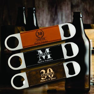 Beer Bottle Opener Birthday Favor Personalized , Party Favors, Custom Leatherette Metal Bottle Opener, Aged to Perfection Milestone Birthday