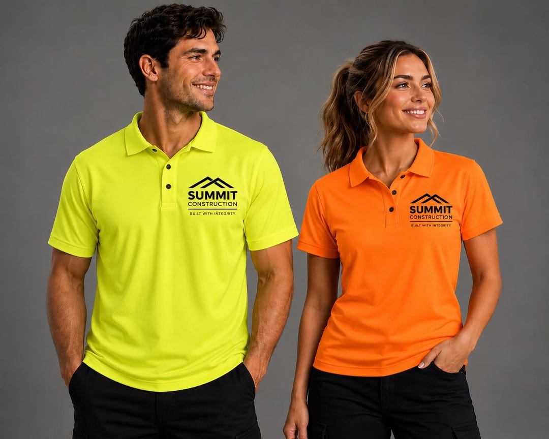 Custom Contractor Polo Shirts, Company Logo Hi Visibility Work Uniforms ...