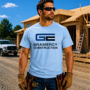 Custom Construction Safety Green Work Shirts | Screen Printed Contractor & Crew T-Shirts with Company Logo | For Builders, Landscapers image 10