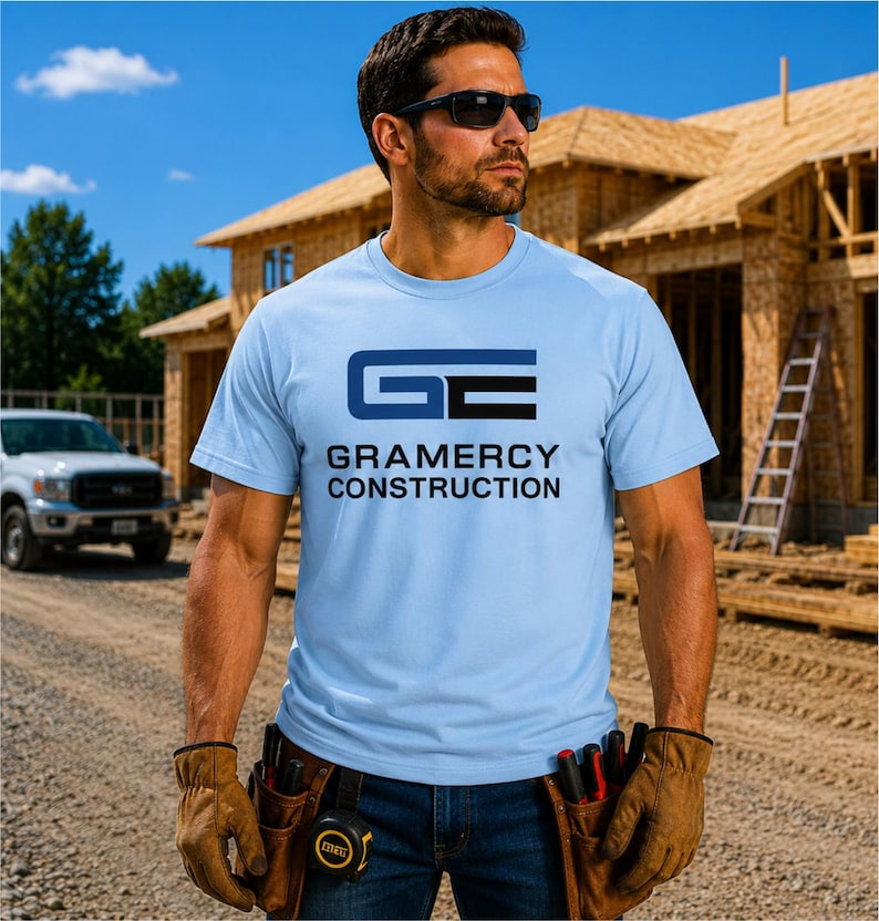 Custom Construction Safety Green Work Shirts | Screen Printed Contractor & Crew T-Shirts with Company Logo | For Builders, Landscapers image 10