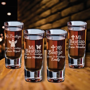 Personalized Mi Bautizo Shot Glasses, Christening Favors, Set of 12