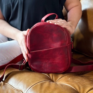 Soft Leather Mini Backpack Purse for Women, Handmade Leather Bag, Mother&#39;s Day Gift