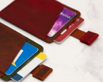 Personalized Slim Card holder Wallet, Leather Pop-up Wallet, Custom Minimalist Wallet, Sleek Modern Front Pocket Wallet, Boyfriend Gift