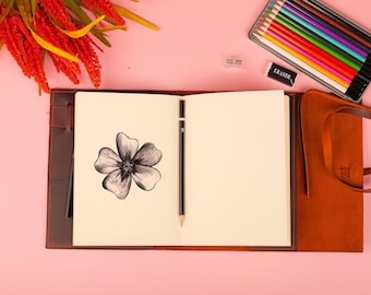 Leather Sketchbook Personalized, Leather Journal, Custom Gift Ideas for Artists, Junk Journal, Unique Gifts for Kids, Mother's Day Gift