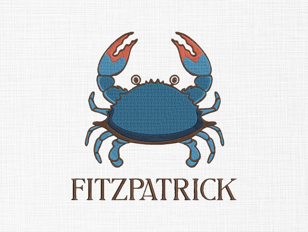 Crab Monogram Embroidery Design Crab Embroidery Design Etsy