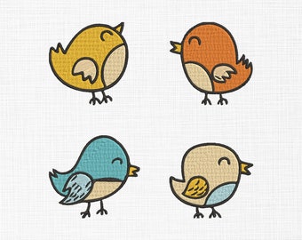 Cute Little Birds Bundle Embroidery Design Cute Birds Embroidery Design Mini Embroidery Design Machine Embroidery 5 Sizes Digital Download