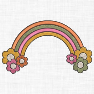 Mini Flower Rainbow Embroidery Design Rainbow Embroidery Design Rainbow with Flowers Embroidery Machine Embroidery 5 Sizes Instant Download