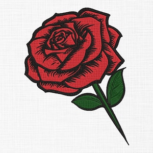Rose Embroidery Design Flower Embroidery Design Red Flower Embroidery Design Machine Embroidery Pattern 5 Sizes Digital Download