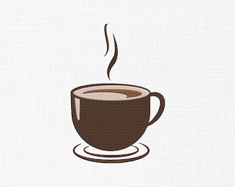 Kaffee Stickerei Design Kaffeetasse Stickmuster Kaffee Liebhaber Stickmuster Maschinenstickerei Muster 5 Größen digitaler Download