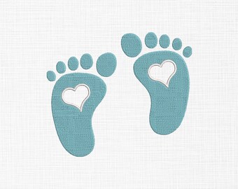 Baby Feet Embroidery Design Heart in Baby Feet Embroidery Design Kids Embroidery Design Machine Embroidery Pattern 5 Sizes Digital Download