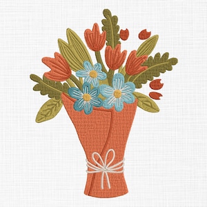 Flowers Bouquet Embroidery Design Floral Bouquet Embroidery Design Bouquet Embroidery Design Machine Embroidery 5 Sizes Digital Download