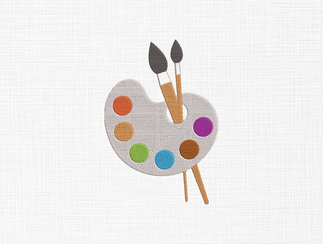 Artist Palette Embroidery Design Palette and Paintbrush Etsy