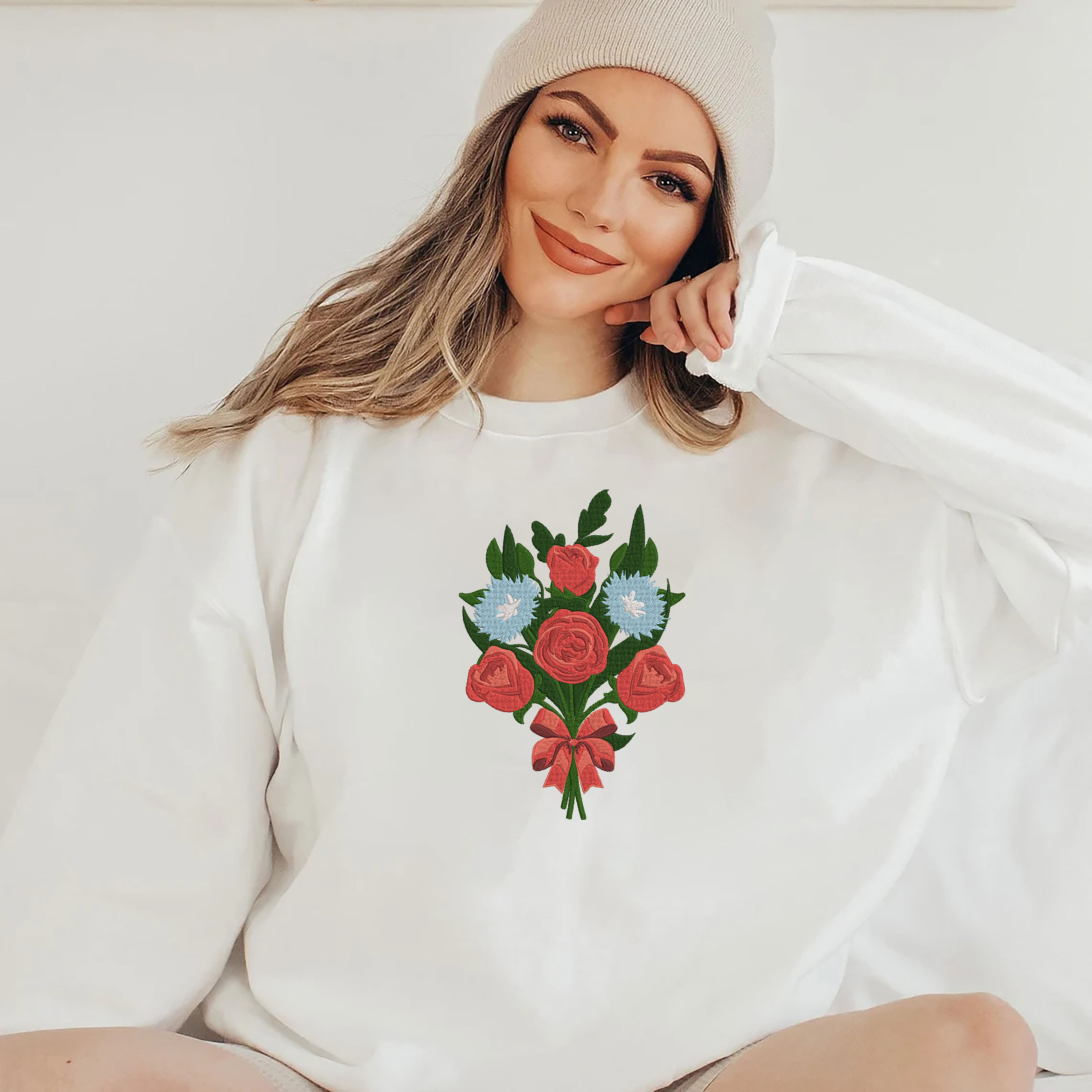 Flower Bouquet Embroidery Design Rose Bouquet Embroidery Etsy