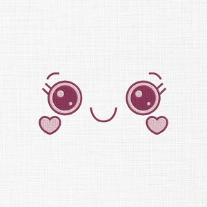 Cute Face Embroidery Design Kawaii Face Embroidery Design Cute Face Embroidery Files Machine Embroidery Pattern 5 Sizes Digital Download