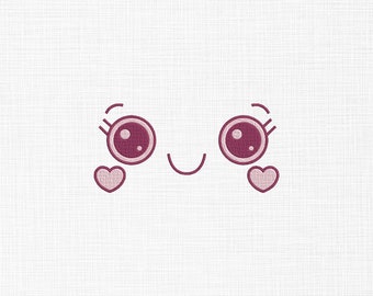 Cute Face Embroidery Design Kawaii Face Embroidery Design Cute Face Embroidery Files Machine Embroidery Pattern 5 Sizes Digital Download