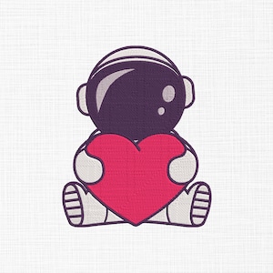 Astronaut mit Herz Stickerei Design Baby Astronaut Stickerei Design Maschinenstickerei Muster 5 Größen digitaler Download