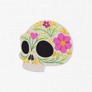 Floral Skeleton Embroidery Design Skull Face Embroidery Design Flowers in Skull Embroidery Design Machine Embroidery 5 Sizes Download