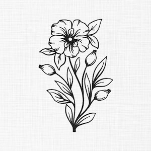 Primrose Flower Embroidery Design February Birth Flower Embroidery Design Line Art Embroidery Design Machine Embroidery 5 Sizes Download