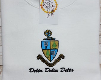 Embroidered Tri Delta Sorority Crest Sweatshirt