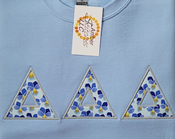 Delta Delta Delta Embroidered Applique Sweatshirt - Sorority Gift
