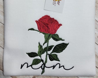 Vintage Rose Embroidered Sweatshirt Rose Sweatshirt Pink Sweatshirt Rose Embroidery Embroidered Rose Sweatshirt Rose Sweatshirt Etsy