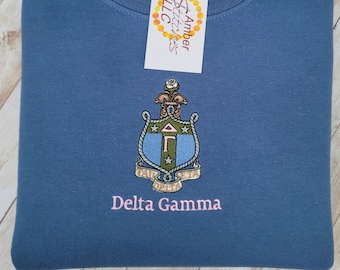 Delta Gamma Embroidered Crest Sorority Sweatshirt