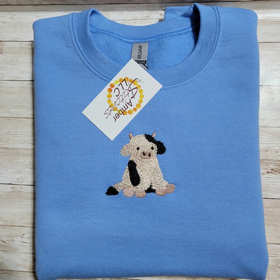 Embroidered Cow Sweatshirt | Farm Animal Gift