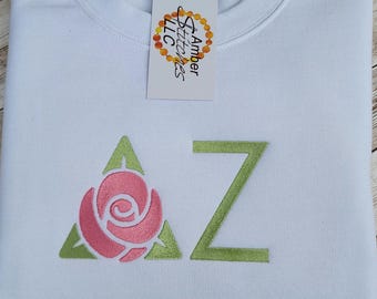 Delta Zeta Embroidered Pink Killarney Rose