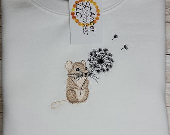 Embroidered Mouse Sweatshirt | Cute Gildan Crewneck