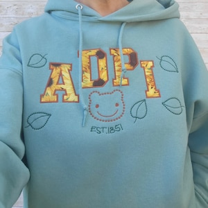 Alpha Delta Pi Applique Embroidered Hooded Sweatshirt