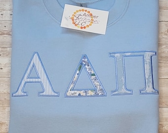 Alpha Delta Pi Embroidered Applique, Sorority Sweatshirt, Sorority Gift, Alpha Delta Pi Sweatshirt.