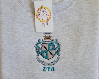 Zeta Tau Alpha Embroidered Crest Sorority Sweatshirt