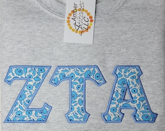 Zeta Tau Alpha Sweatshirt - Applique Greek Letters, Extra Large