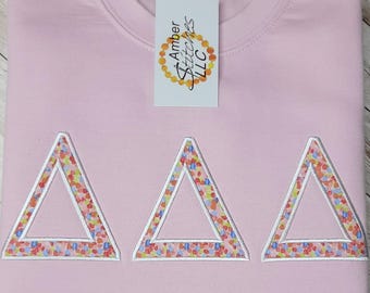 Delta Embroidered Sweatshirt - Light Pink Gildan Crewneck