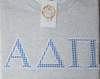 ADPi Sweatshirt: Embroidered Gingham Applique, Extra Large