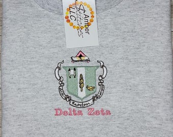 Delta Zeta Embroidered Crest Sorority Sweatshirt