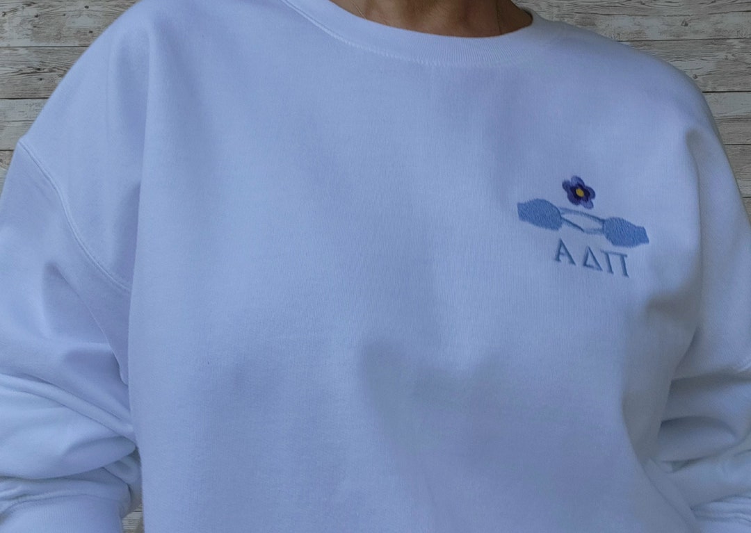 Symbolic Alpha Delta Pi Embroidered Sweatshirt-diamond Hands, Violet ...