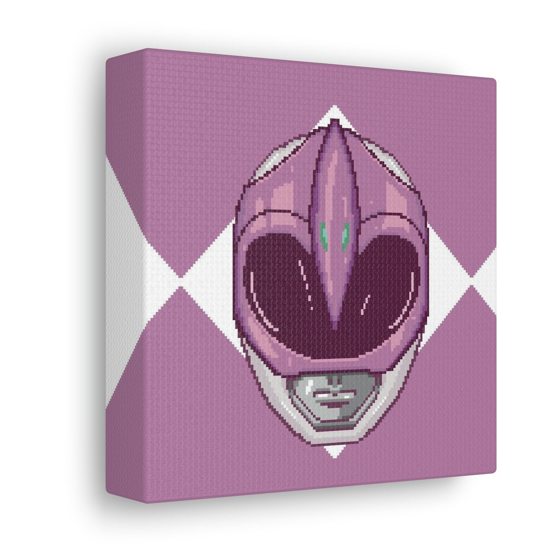 Power Rangers Pink Pixel Helmet Canvas - Etsy
