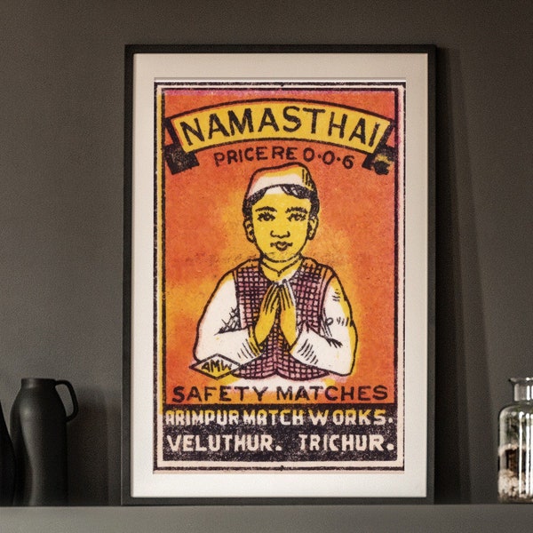 Namasthai, Indian Retro Matchbox Downloadable Cover Art and Design