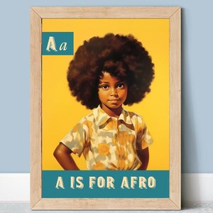 Child&#39;s Room Poster | A is for Afro | Children&#39;s Room Decor | Art Print for Childrens Room