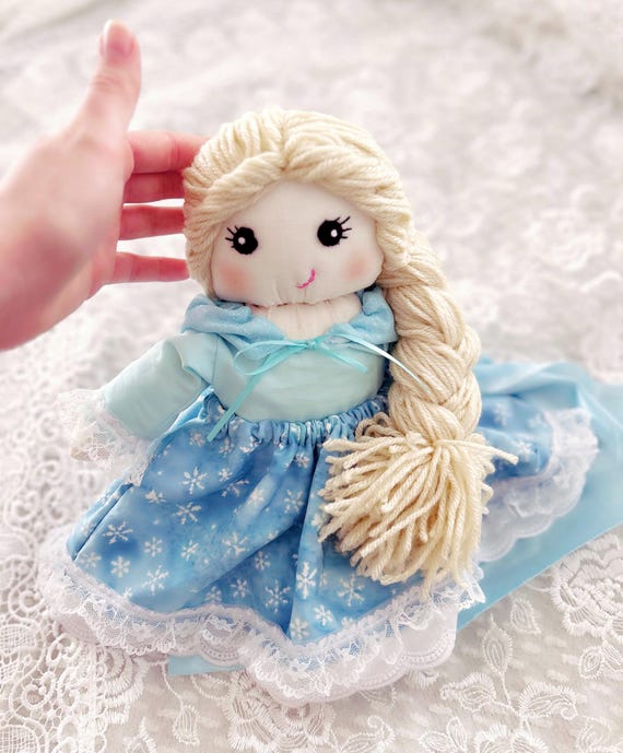 Handmade Elsa Rag Doll, Heirloom Plushie, 11 Inches