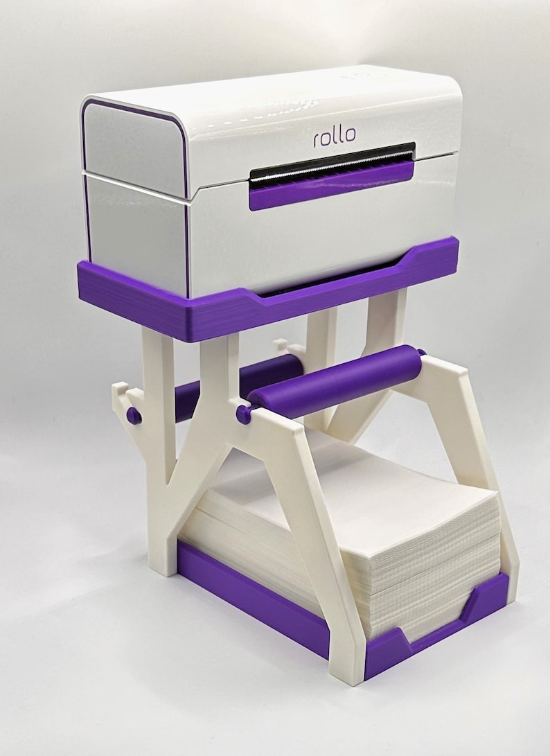 Rollo Purple Wireless Thermal Printer Stand Label Holder (Rolls and Stacks) | Space Saving 4x6 Sticker Mount Rack | Compact Fanfold image 4