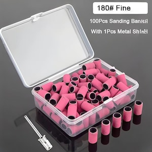 100Pcs Sanding Bands With 1Pcs Metal Shaft in plastic box| Grinding bits | Dremel Attachments and accessories