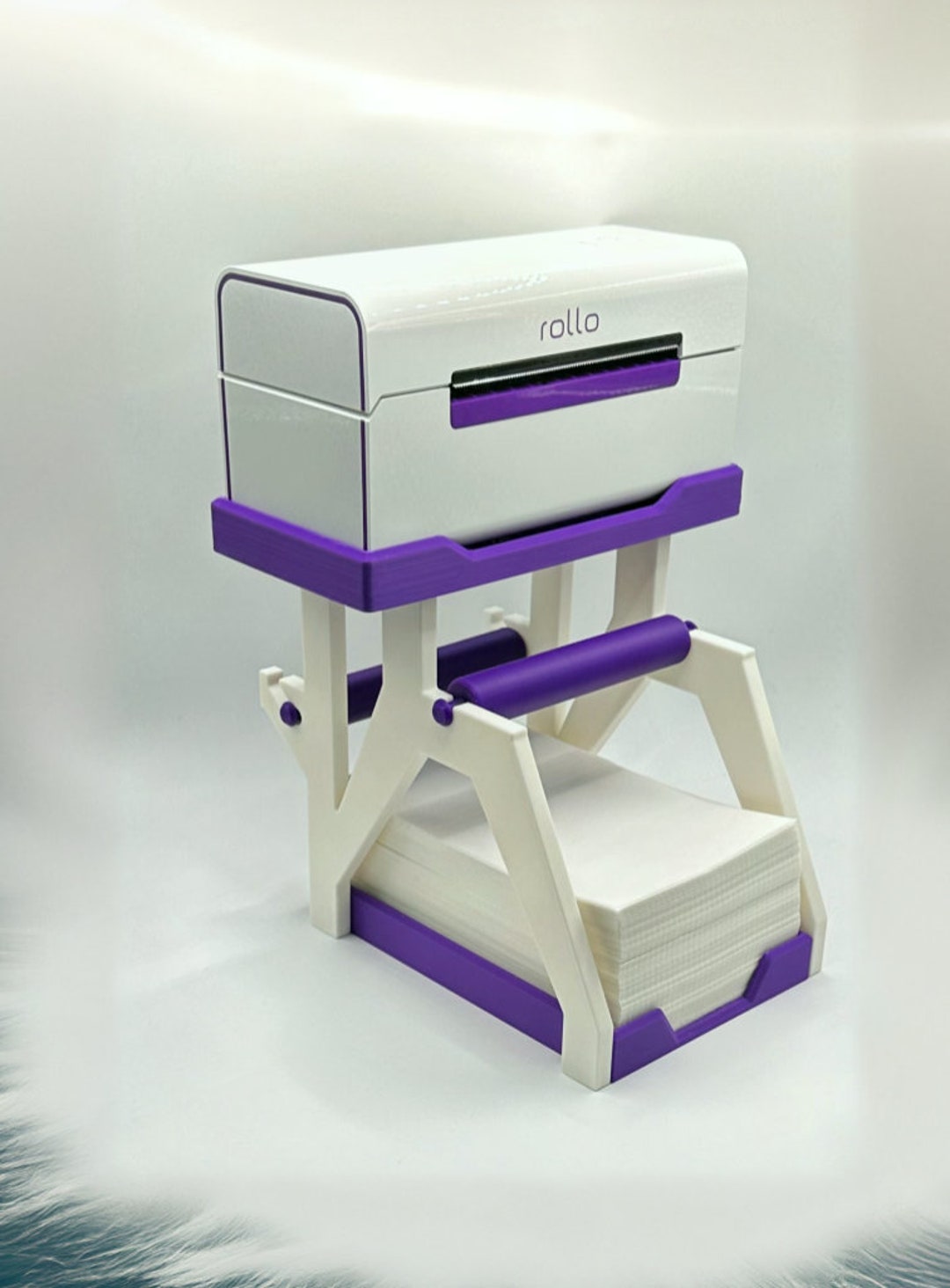 Rollo Thermal Printer Stand Label Holder rolls and Stacks Space Saving