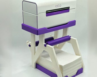 Rollo Purple Wireless Thermal Printer Stand Label Holder (Rolls and Stacks) | Space Saving 4x6 Sticker Mount Rack | Compact Fanfold