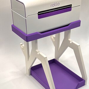 Rollo Purple Wireless Thermal Printer Stand Label Holder (Rolls and Stacks) | Space Saving 4x6 Sticker Mount Rack | Compact Fanfold image 2